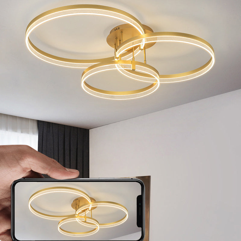 Geometric Flush Mount Light Fixture Modern Metal Flush Light in Gold