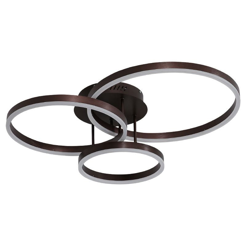 Metal Circular Semi Flush Light Simple Semi Flush Chandelier Lighting in Brown