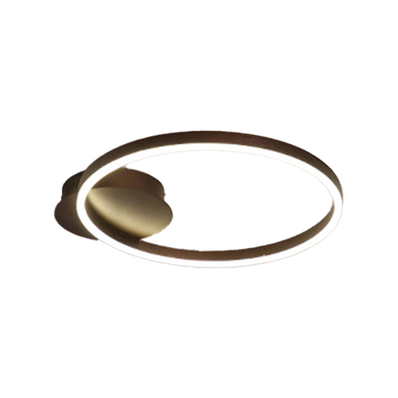 Metal Circular Semi Flush Light Simple Semi Flush Chandelier Lighting in Brown