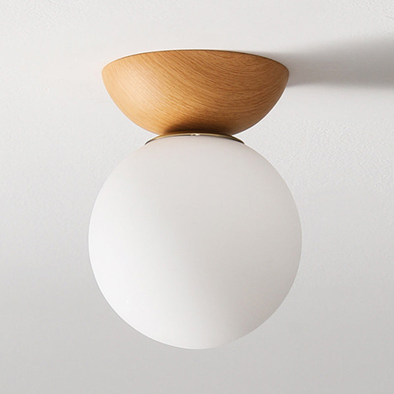 White Globe Flush Mount Lighting Modernism Glass Ceiling Light for Foyer