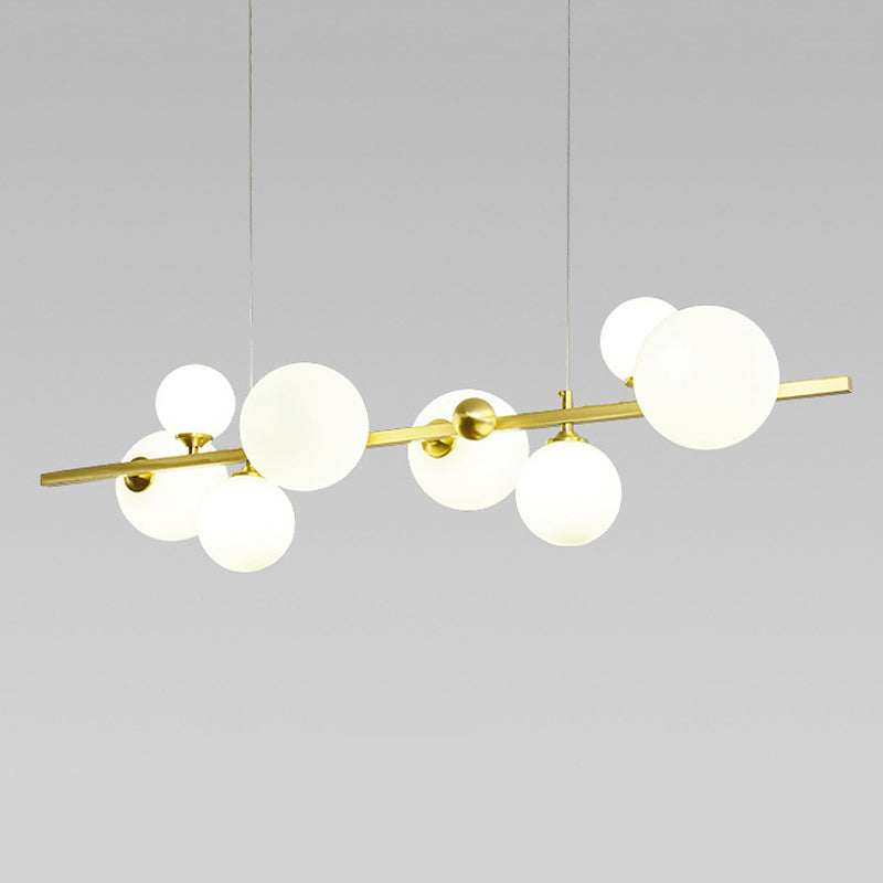 Modern Style Globe Shade Island Pendants 8-Lights Glass Pendant Lights for Dining Room