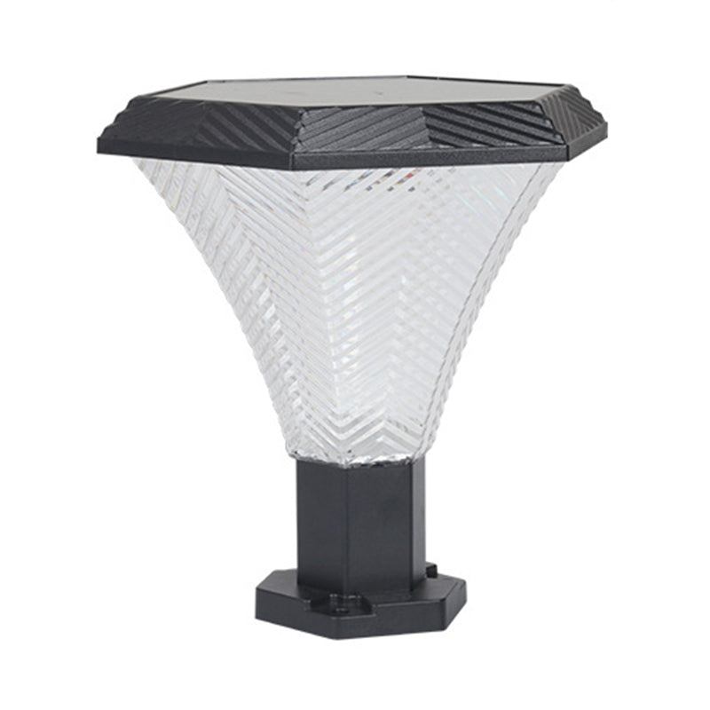 Nordic Style Outdoor Light Geometry Shape Solar Energy Pillar Lamp for Outdoor