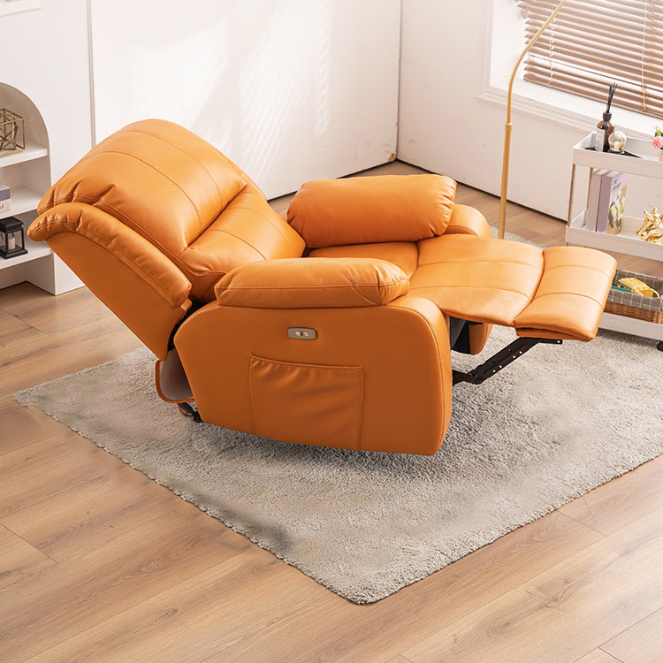 Swivel Glider Recliner Chair Genuine Leather Standard Recliner