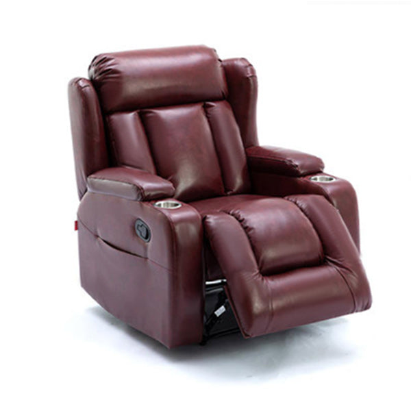 33.9" Wide Genuine Leather Manual/Power Standard Recliner White Message