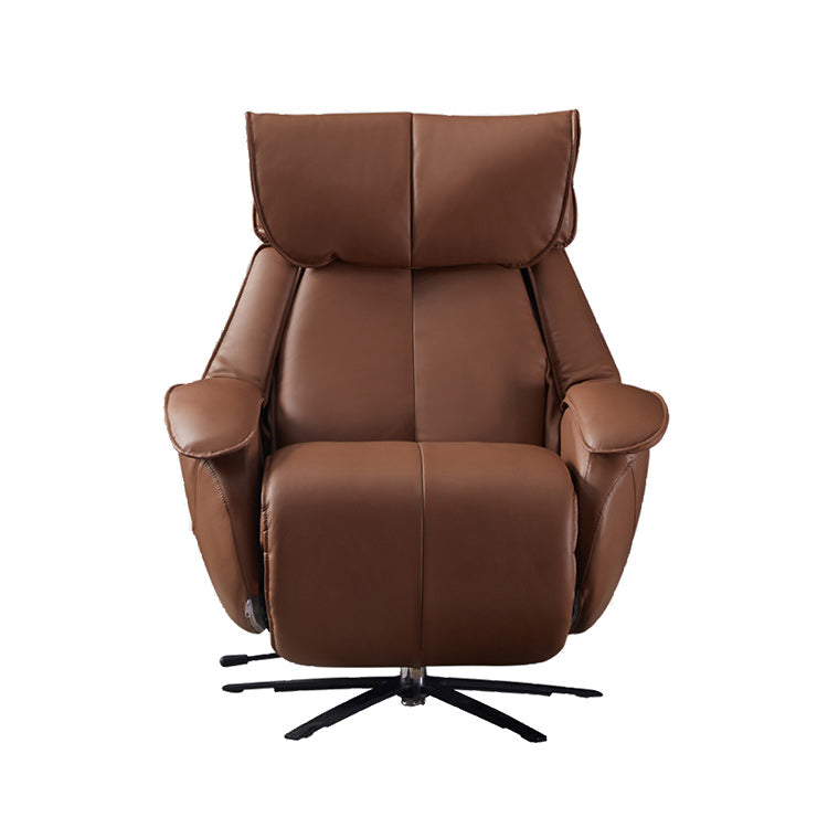 Genuine Leather Recliner Chair Solid Color Swivel Base Standard Recliner