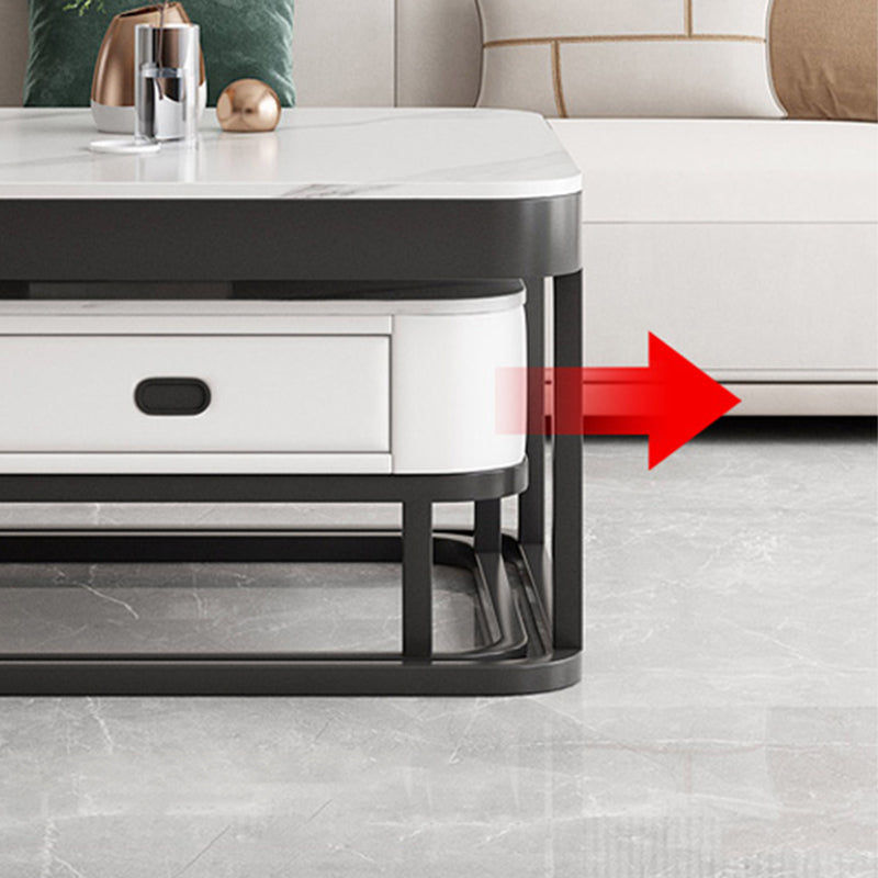 Frame Square Coffee Table Set Glam Nesting Coffee Table Set with Drawer
