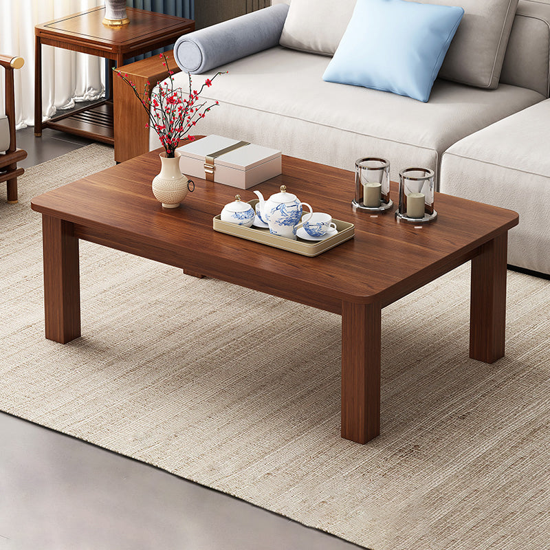 4 Legs Wood Cocktail Table No Distressing Coffee Table with Storage Shelf