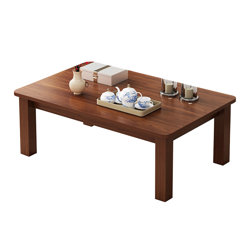 4 Legs Wood Cocktail Table No Distressing Coffee Table with Storage Shelf