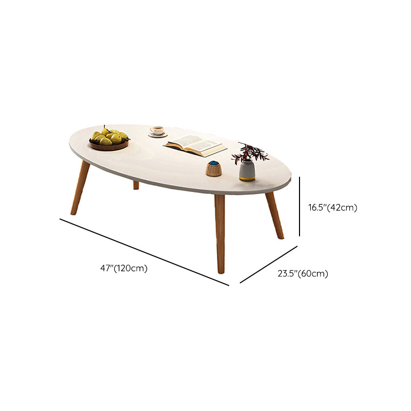 Modern Wood Cocktail Table 4 Legs Coffee Table with Storage Shelf