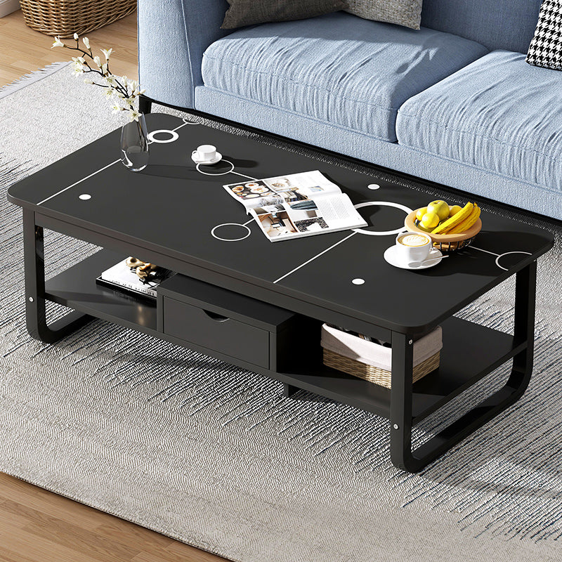 4 Legs Storage Coffee Table Set Modern Wood Rectangle Coffee Table