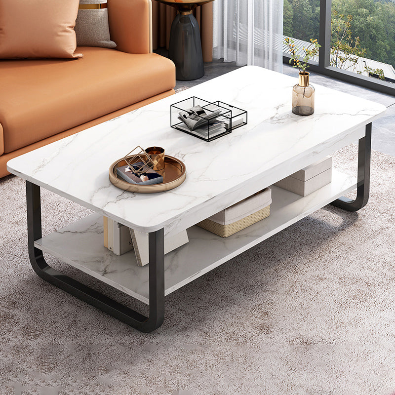 4 Legs Storage Coffee Table Set Modern Wood Rectangle Coffee Table