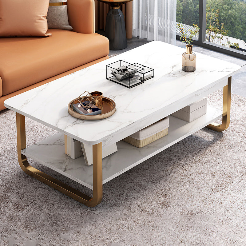 4 Legs Storage Coffee Table Set Modern Wood Rectangle Coffee Table