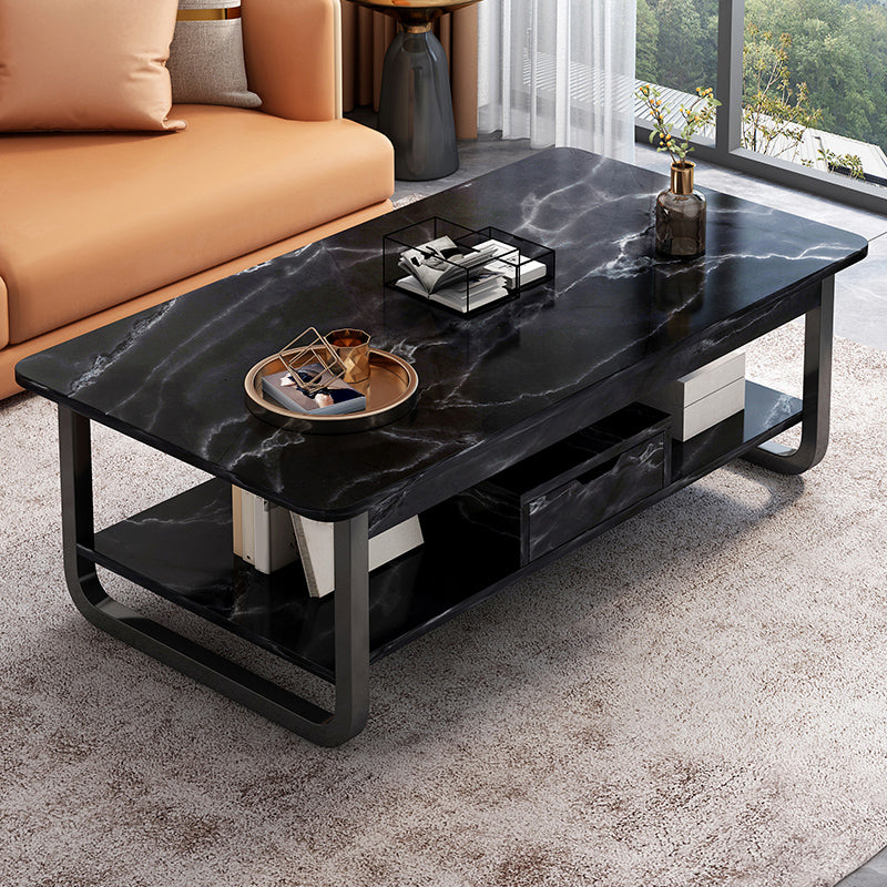 4 Legs Storage Coffee Table Set Modern Wood Rectangle Coffee Table