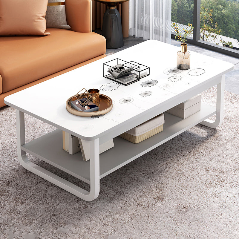 4 Legs Storage Coffee Table Set Modern Wood Rectangle Coffee Table