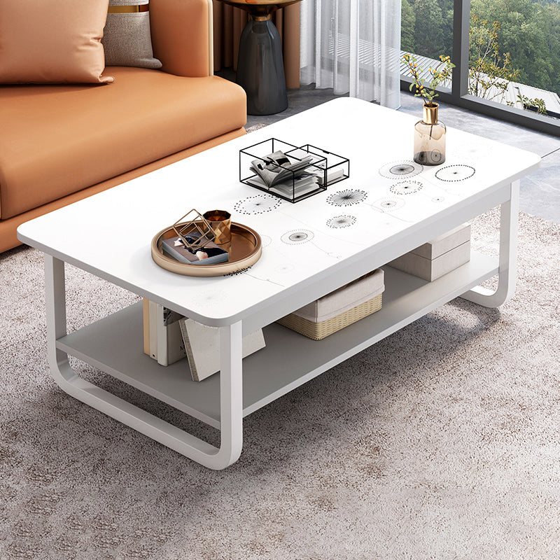 4 Legs Storage Coffee Table Set Modern Wood Rectangle Coffee Table