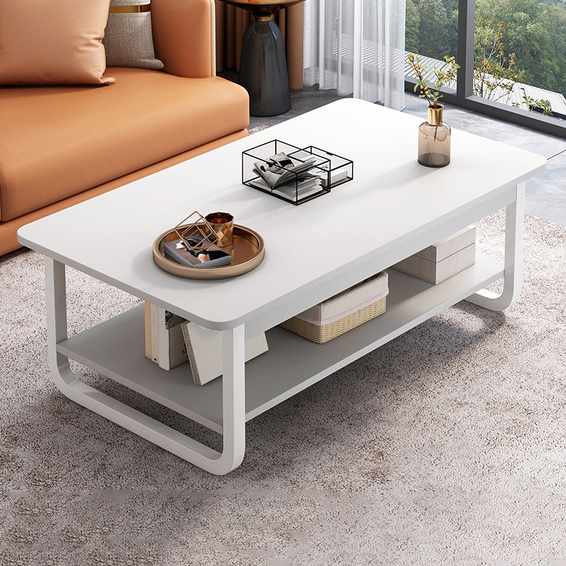4 Legs Storage Coffee Table Set Modern Wood Rectangle Coffee Table