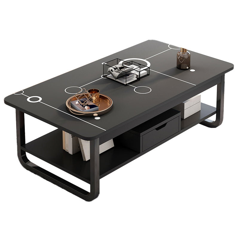 4 Legs Storage Coffee Table Set Modern Wood Rectangle Coffee Table