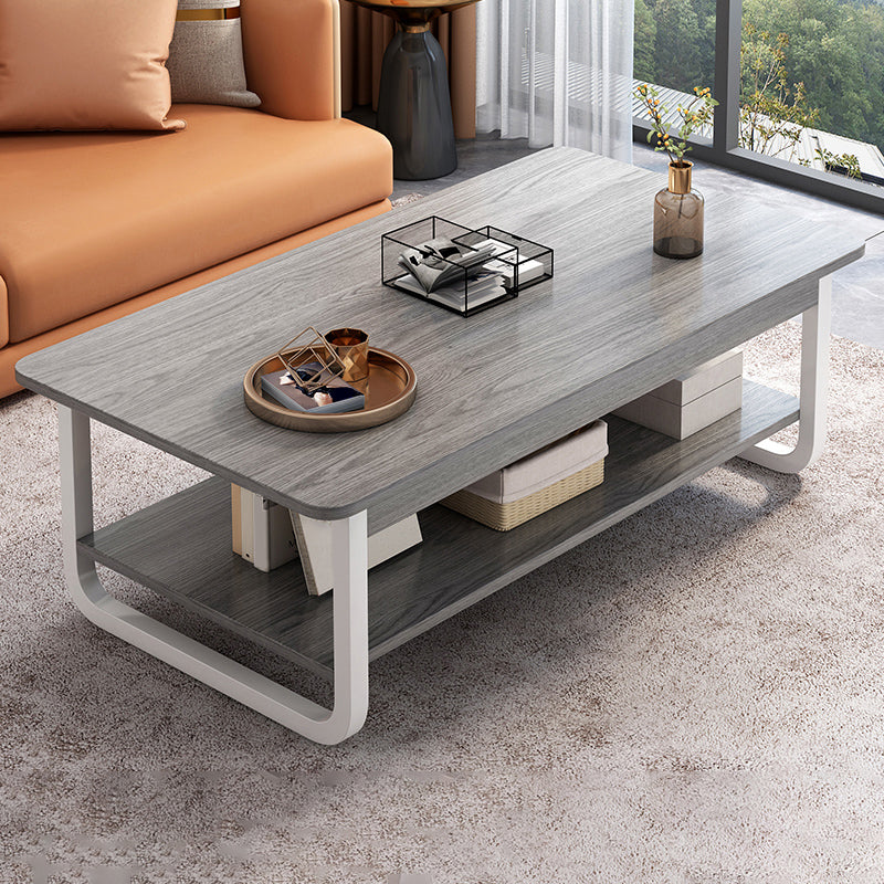 4 Legs Storage Coffee Table Set Modern Wood Rectangle Coffee Table
