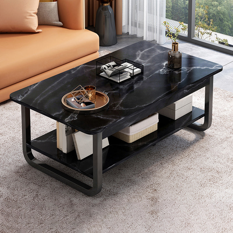 4 Legs Storage Coffee Table Set Modern Wood Rectangle Coffee Table