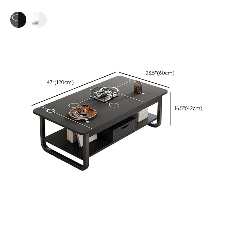 4 Legs Storage Coffee Table Set Modern Wood Rectangle Coffee Table