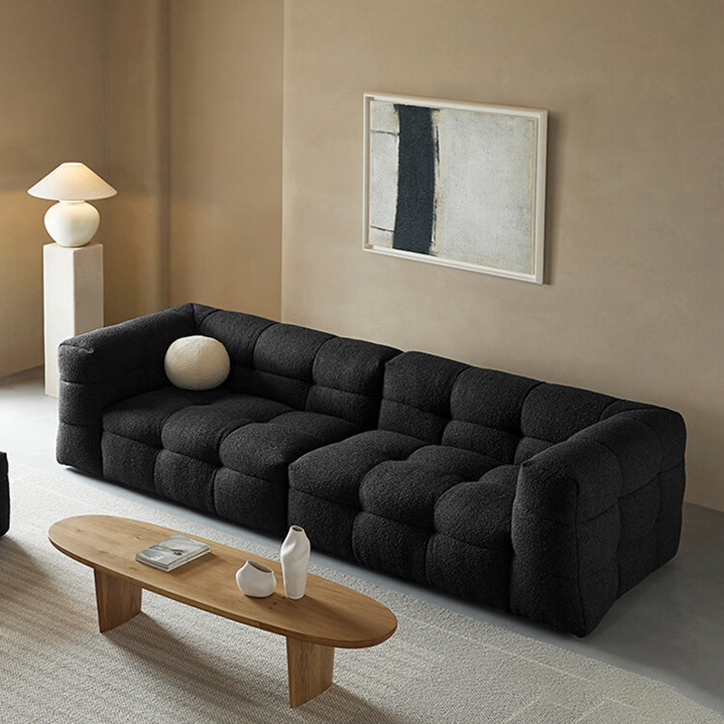 Contemporary 41.3" D Wool Sofa Biscuit Back Tuxedo Fabric Sofa