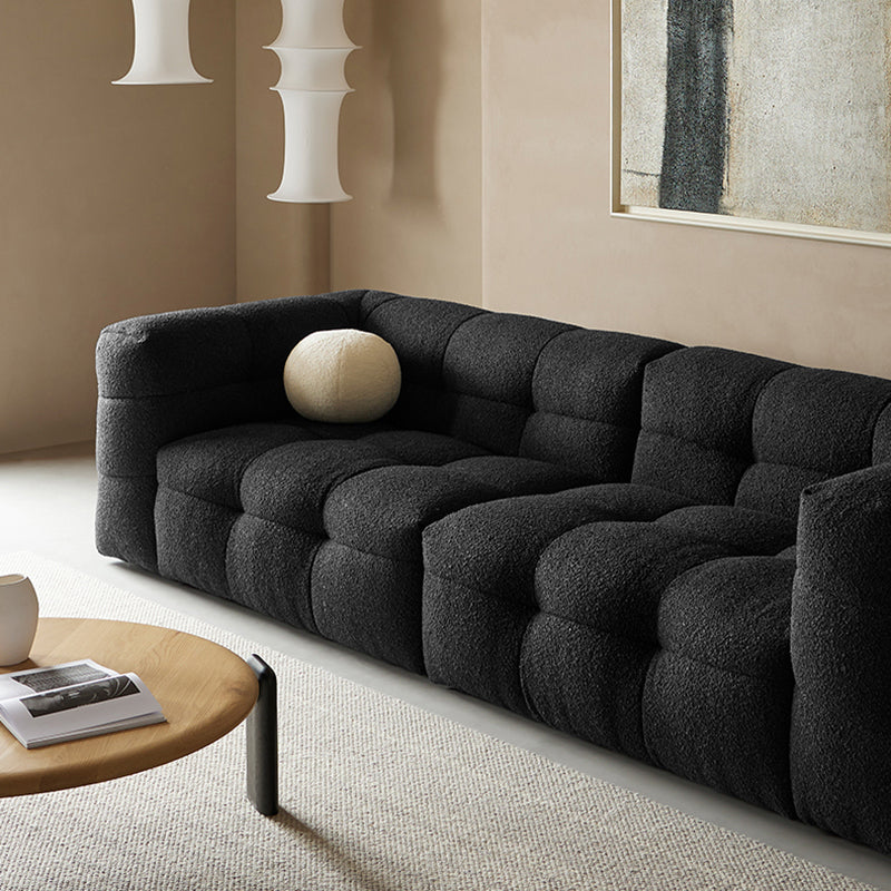 Contemporary 41.3" D Wool Sofa Biscuit Back Tuxedo Fabric Sofa