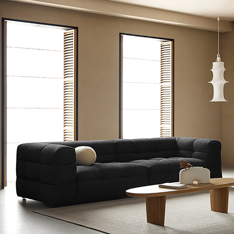 Contemporary 41.3" D Wool Sofa Biscuit Back Tuxedo Fabric Sofa