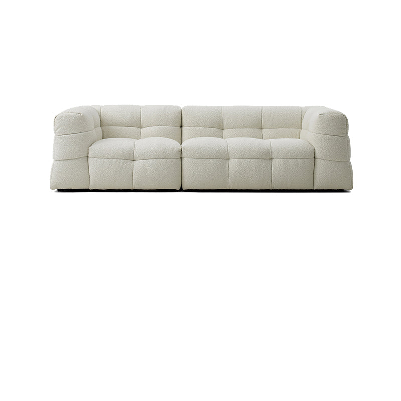 Contemporary 41.3" D Wool Sofa Biscuit Back Tuxedo Fabric Sofa