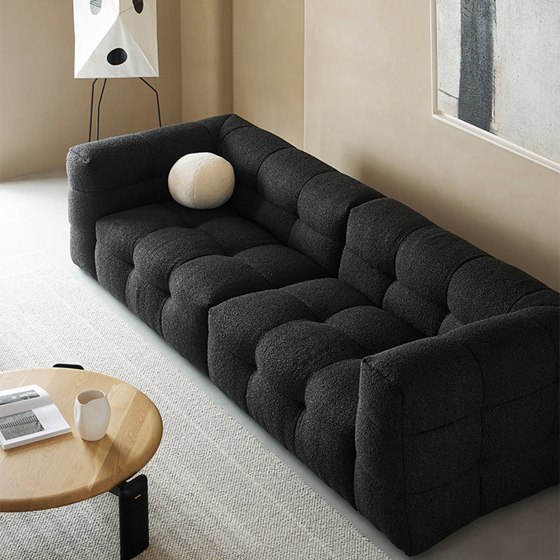 Contemporary 41.3" D Wool Sofa Biscuit Back Tuxedo Fabric Sofa