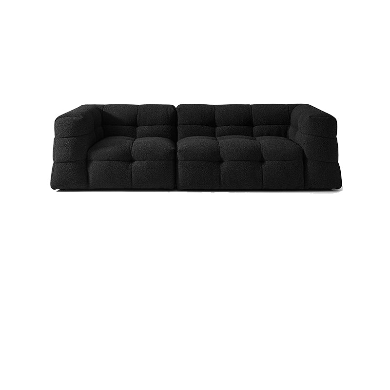 Contemporary 41.3" D Wool Sofa Biscuit Back Tuxedo Fabric Sofa