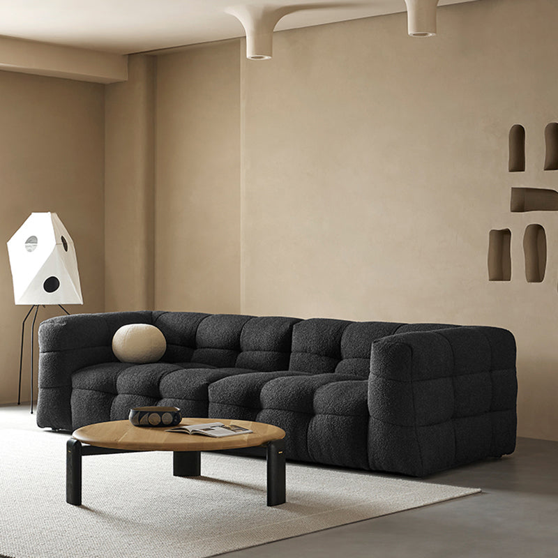 Contemporary 41.3" D Wool Sofa Biscuit Back Tuxedo Fabric Sofa