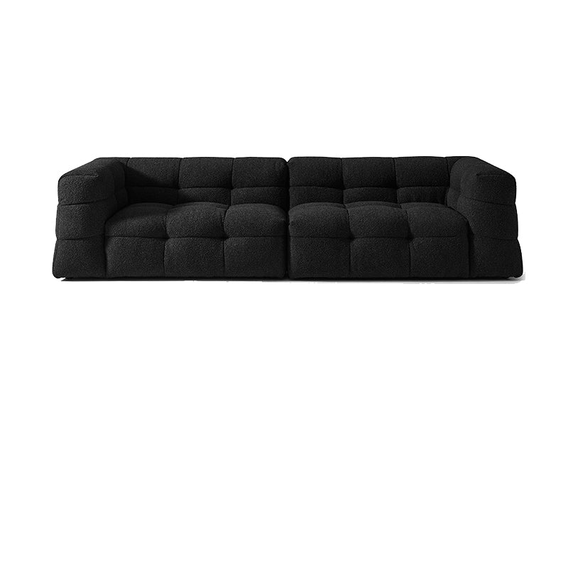 Contemporary 41.3" D Wool Sofa Biscuit Back Tuxedo Fabric Sofa