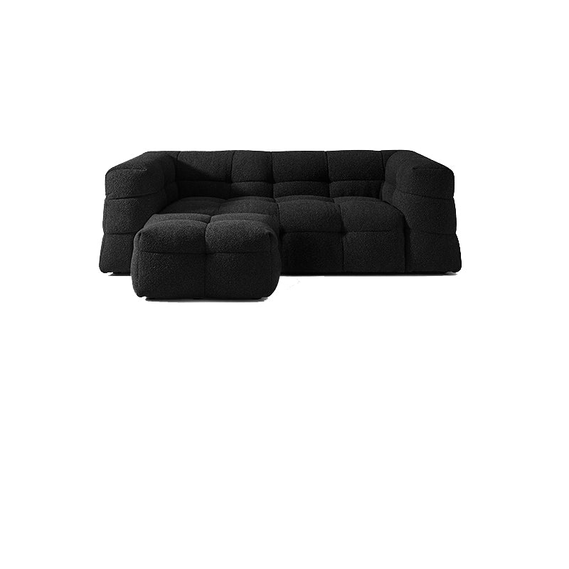 Contemporary 41.3" D Wool Sofa Biscuit Back Tuxedo Fabric Sofa