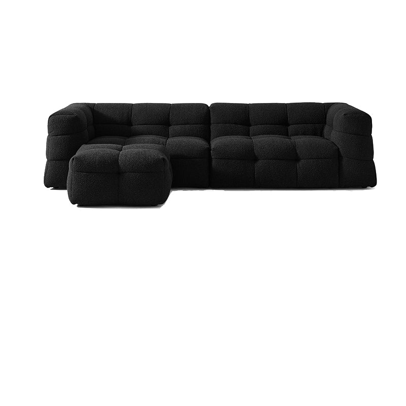 Contemporary 41.3" D Wool Sofa Biscuit Back Tuxedo Fabric Sofa