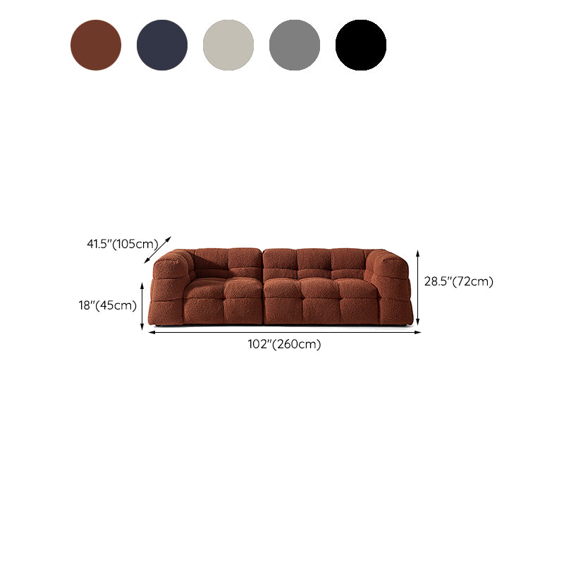 Contemporary 41.3" D Wool Sofa Biscuit Back Tuxedo Fabric Sofa