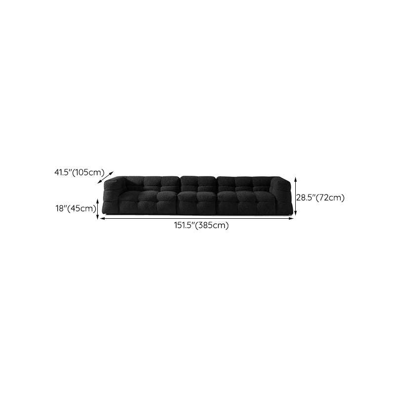 Contemporary 41.3" D Wool Sofa Biscuit Back Tuxedo Fabric Sofa