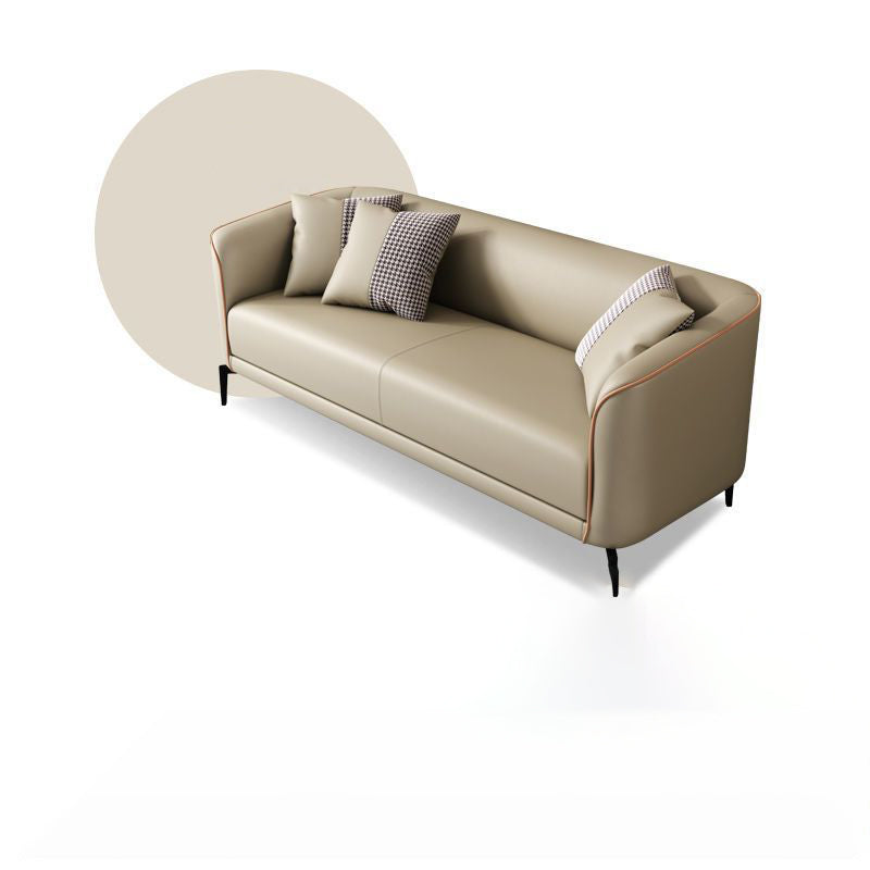 Contemporary Faux Leather Sofa with Single Cushion Seat 3-Seat Tuxedo Arm Sofa