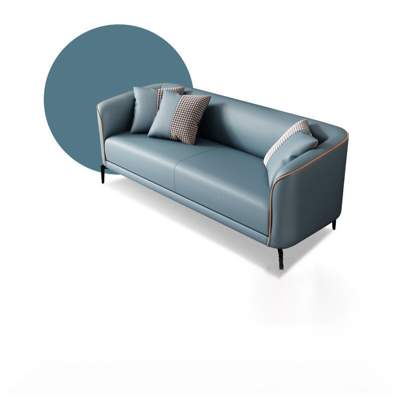 Contemporary Faux Leather Sofa with Single Cushion Seat 3-Seat Tuxedo Arm Sofa