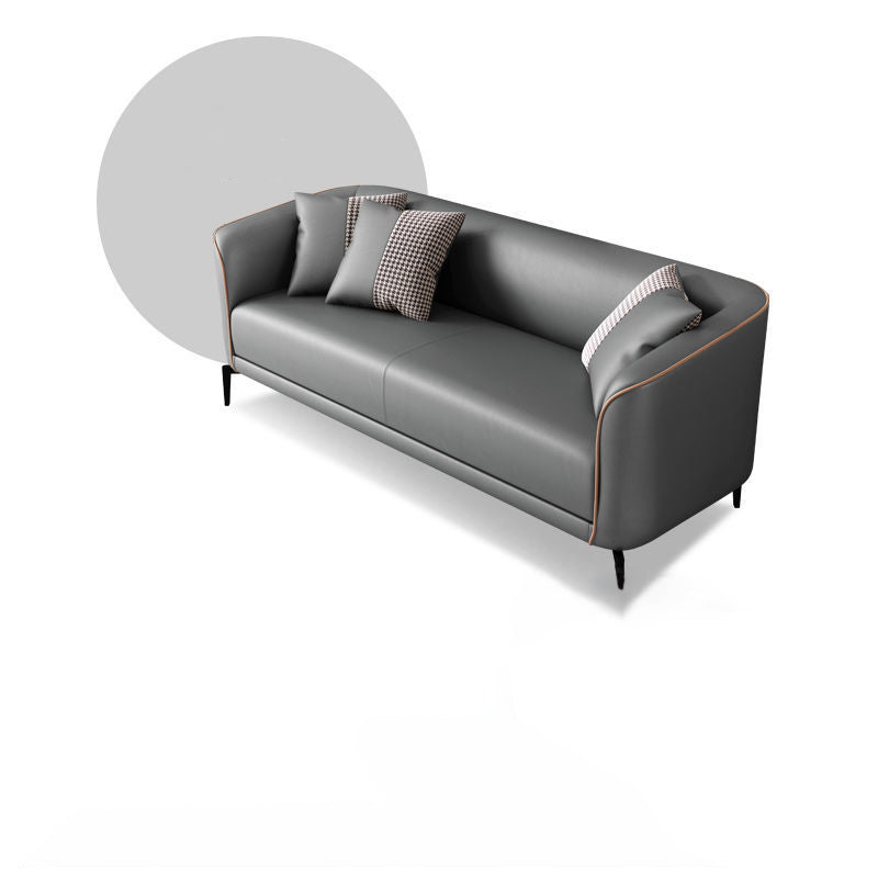 Contemporary Faux Leather Sofa with Single Cushion Seat 3-Seat Tuxedo Arm Sofa