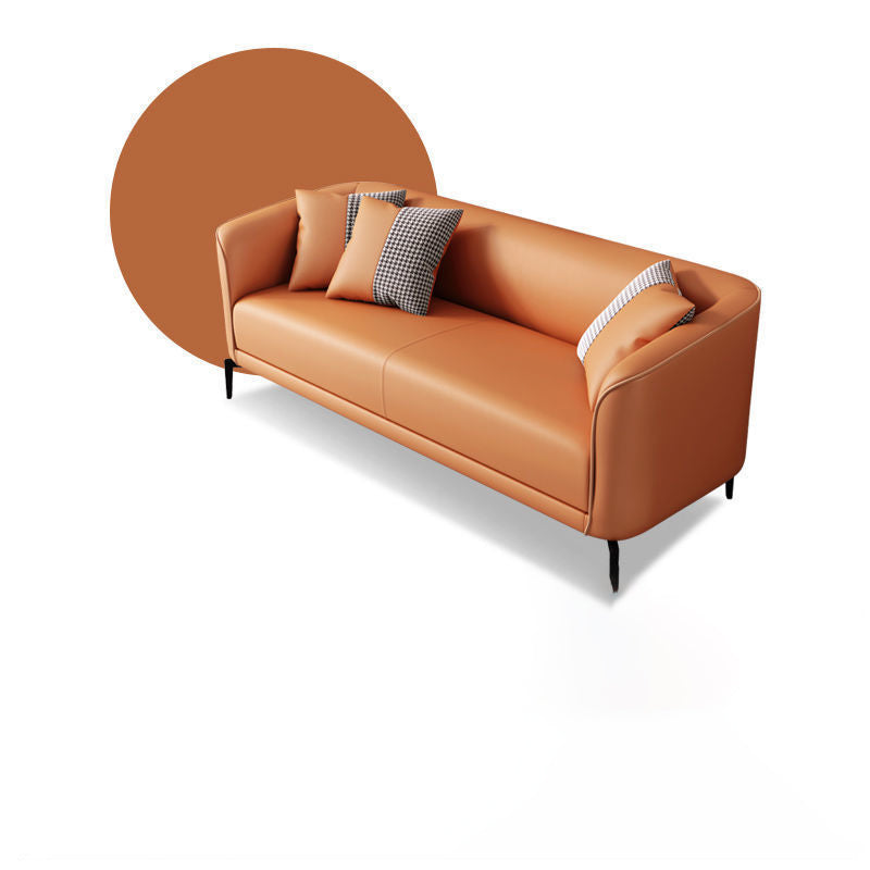 Contemporary Faux Leather Sofa with Single Cushion Seat 3-Seat Tuxedo Arm Sofa