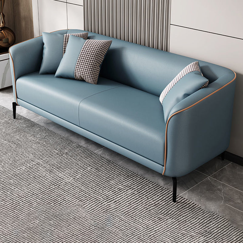 Contemporary Faux Leather Sofa with Single Cushion Seat 3-Seat Tuxedo Arm Sofa