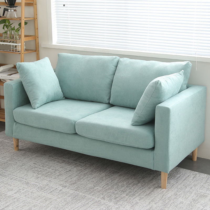 Slipcovered Fabric Sofa Scandinavian Square Arm Loose Back Sofa