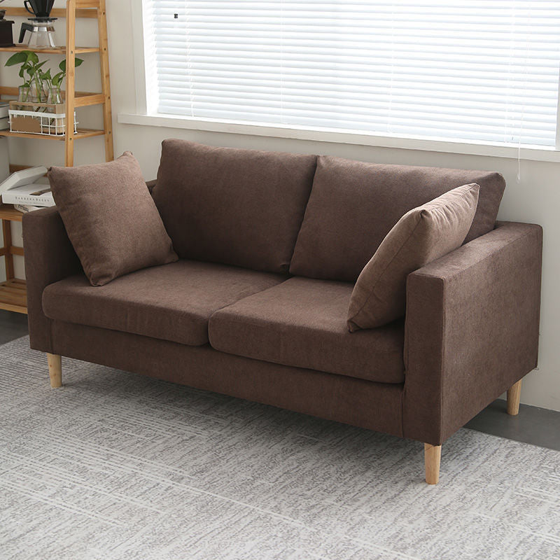Slipcovered Fabric Sofa Scandinavian Square Arm Loose Back Sofa