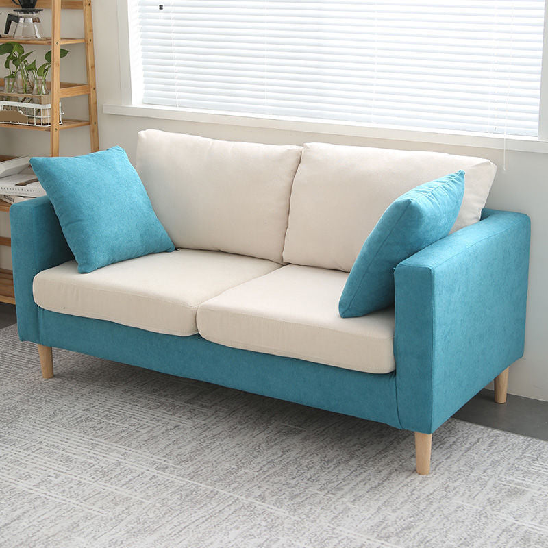 Slipcovered Fabric Sofa Scandinavian Square Arm Loose Back Sofa