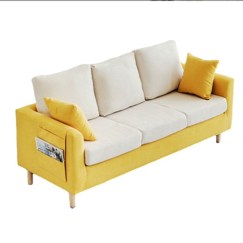 Slipcovered Fabric Sofa Scandinavian Square Arm Loose Back Sofa