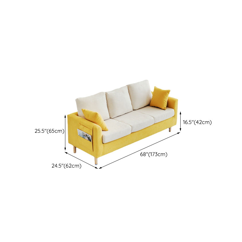 Slipcovered Fabric Sofa Scandinavian Square Arm Loose Back Sofa