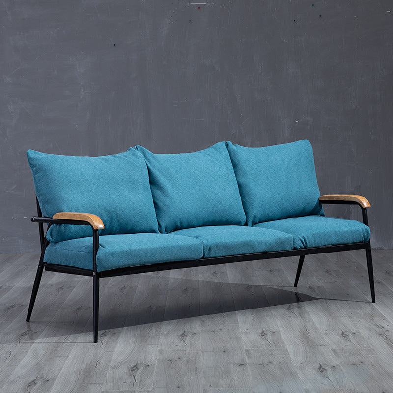 Metal and Wood Square Arm Sofa Industrial Loose Back Cushions Sofa