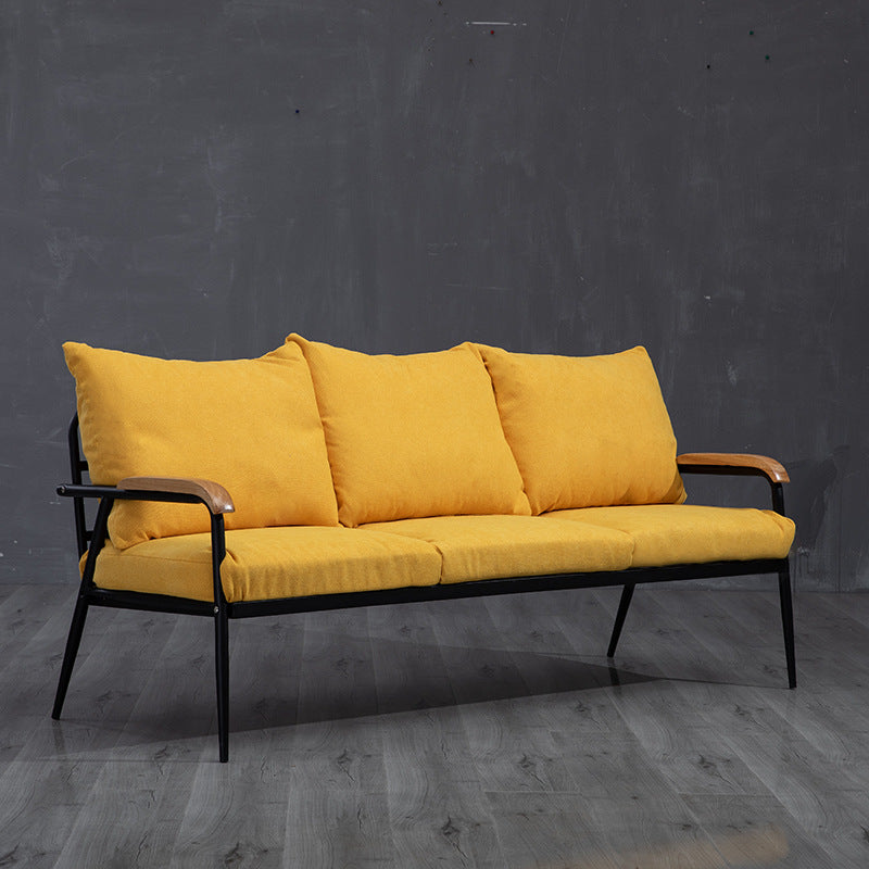 Metal and Wood Square Arm Sofa Industrial Loose Back Cushions Sofa