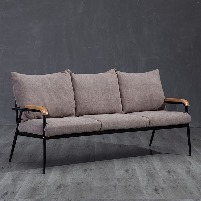 Metal and Wood Square Arm Sofa Industrial Loose Back Cushions Sofa