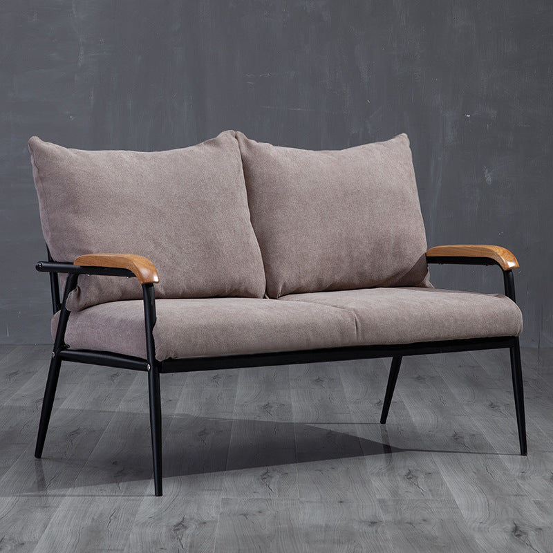 Metal and Wood Square Arm Sofa Industrial Loose Back Cushions Sofa